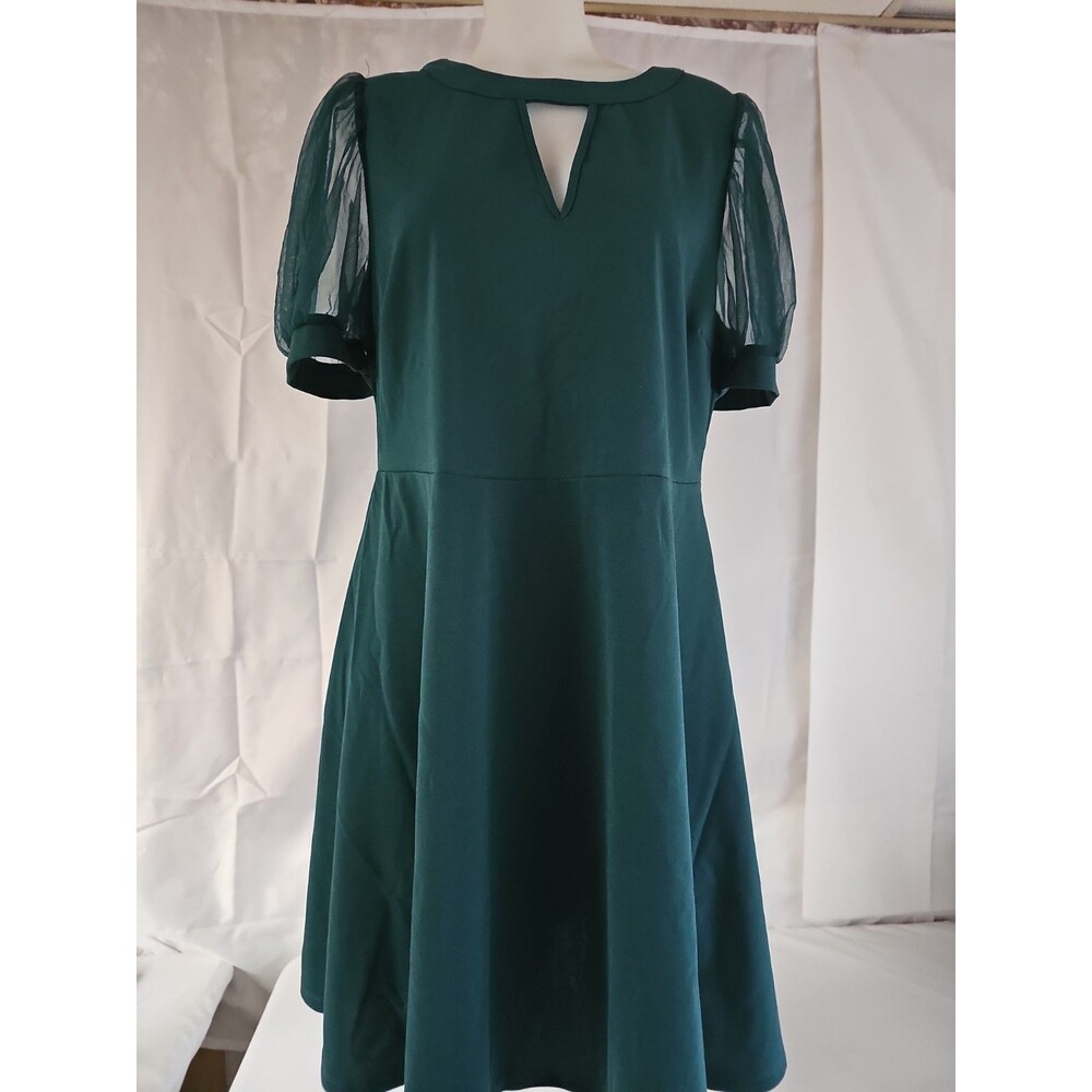 NWT Emery Rose Dark Green Puff Sleeve Dress 1XL
